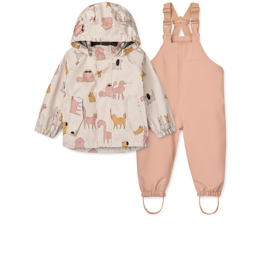 Liewood Manu Rainwear Set Cats And Dogs / Sandy