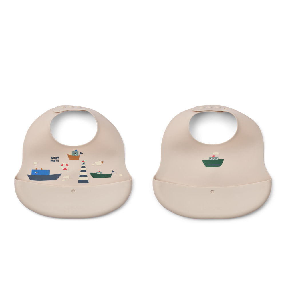 Liewood Ember Printed Bib 2-pack Sailing / Sandy LW20119
