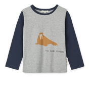 Liewood Apia Placement Longsleeve T-Shirt Walrus / Grey Melange / Classic Navy