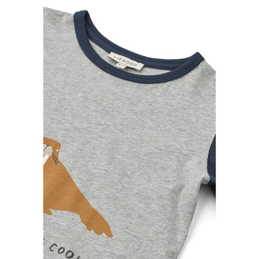 Liewood Apia Placement Longsleeve T-Shirt Walrus / Grey Melange / Classic Navy