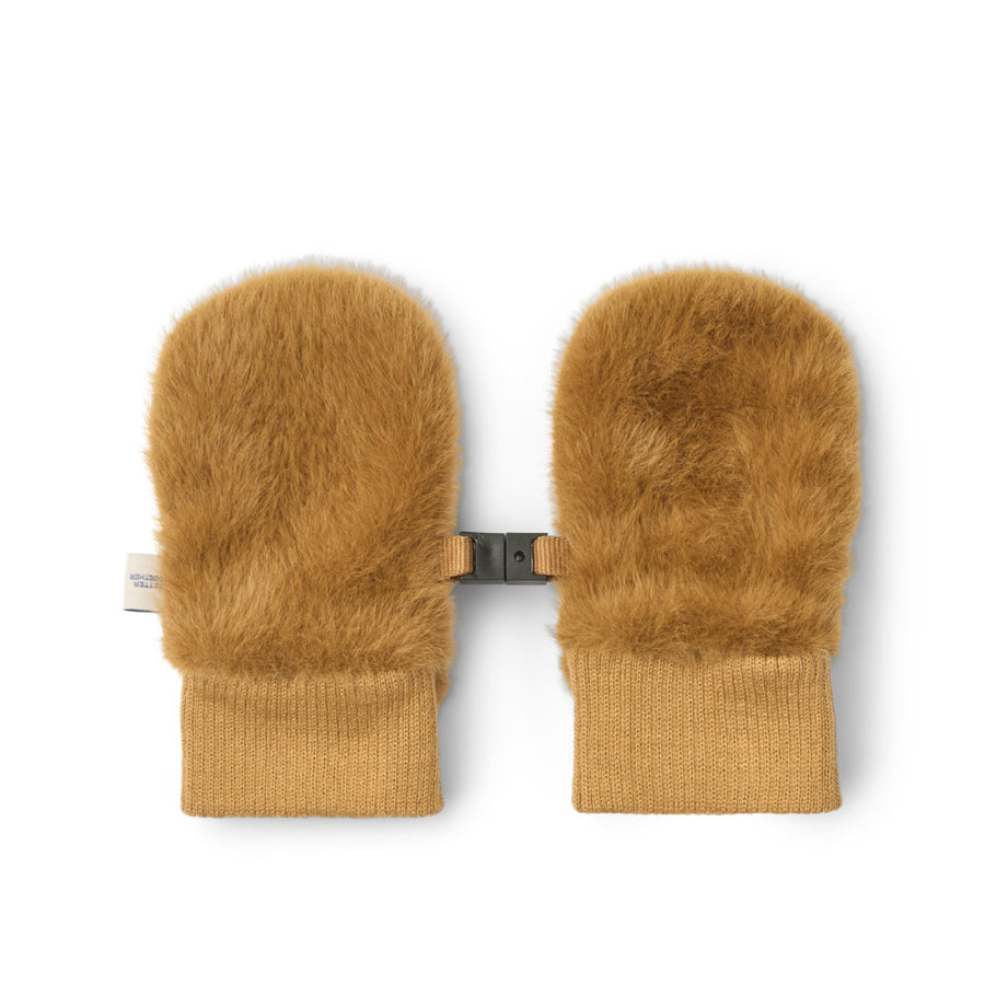 Liewood Lizzy Plush Bear Mittens Golden Caramel LW21149