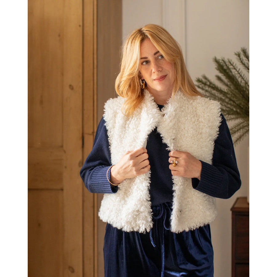 Chalk Lauren Faux Fur Gilet - Ivory