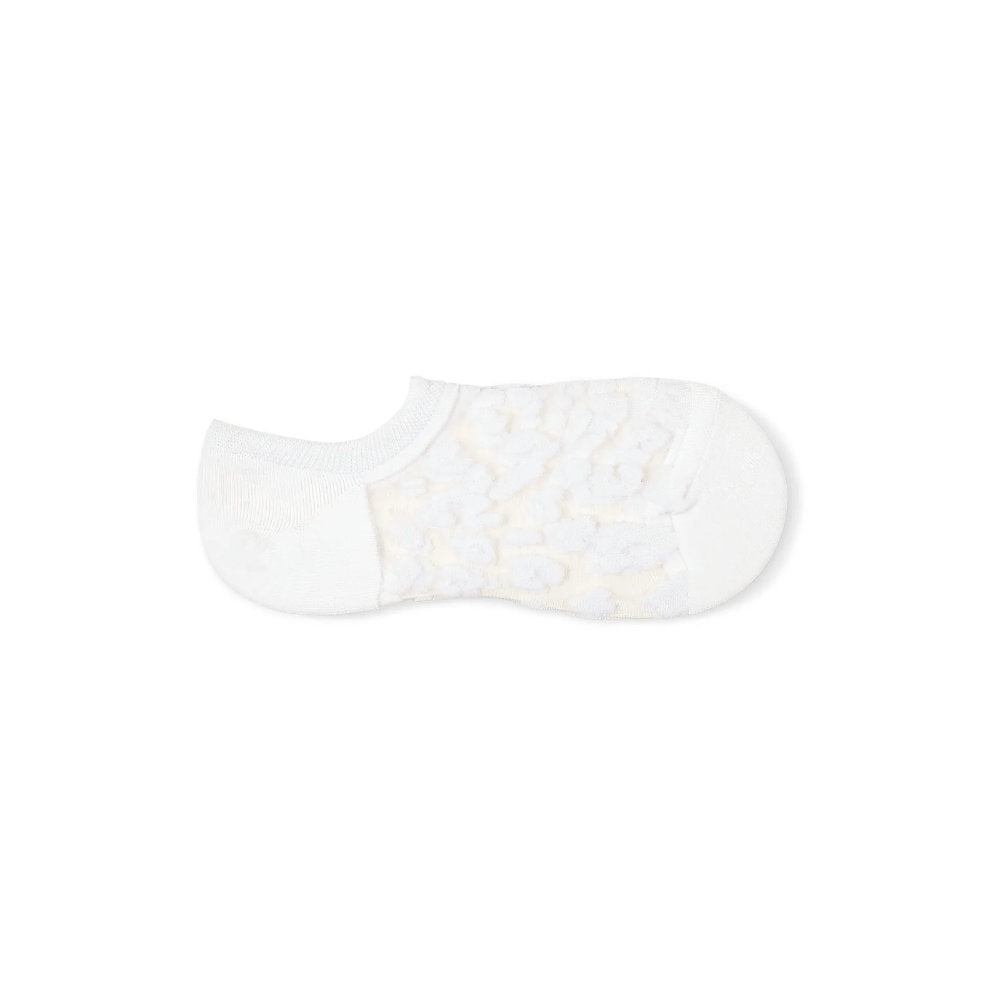 Chalk Leopard No Show Sock - White
