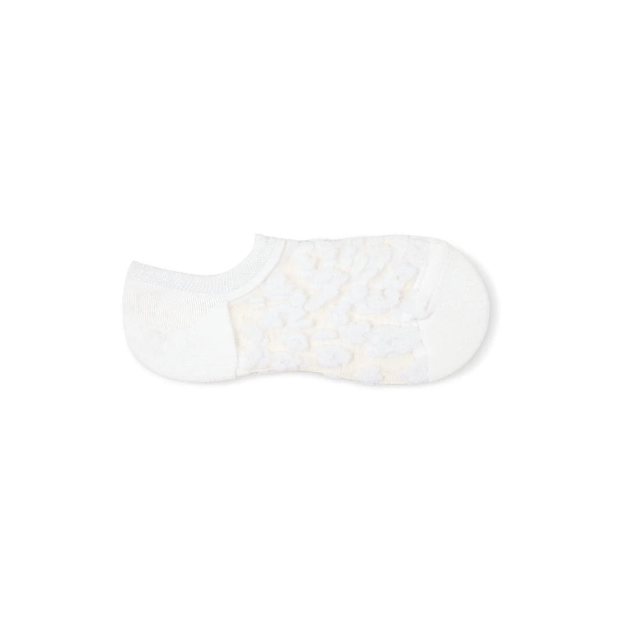 Chalk Leopard No Show Sock - White