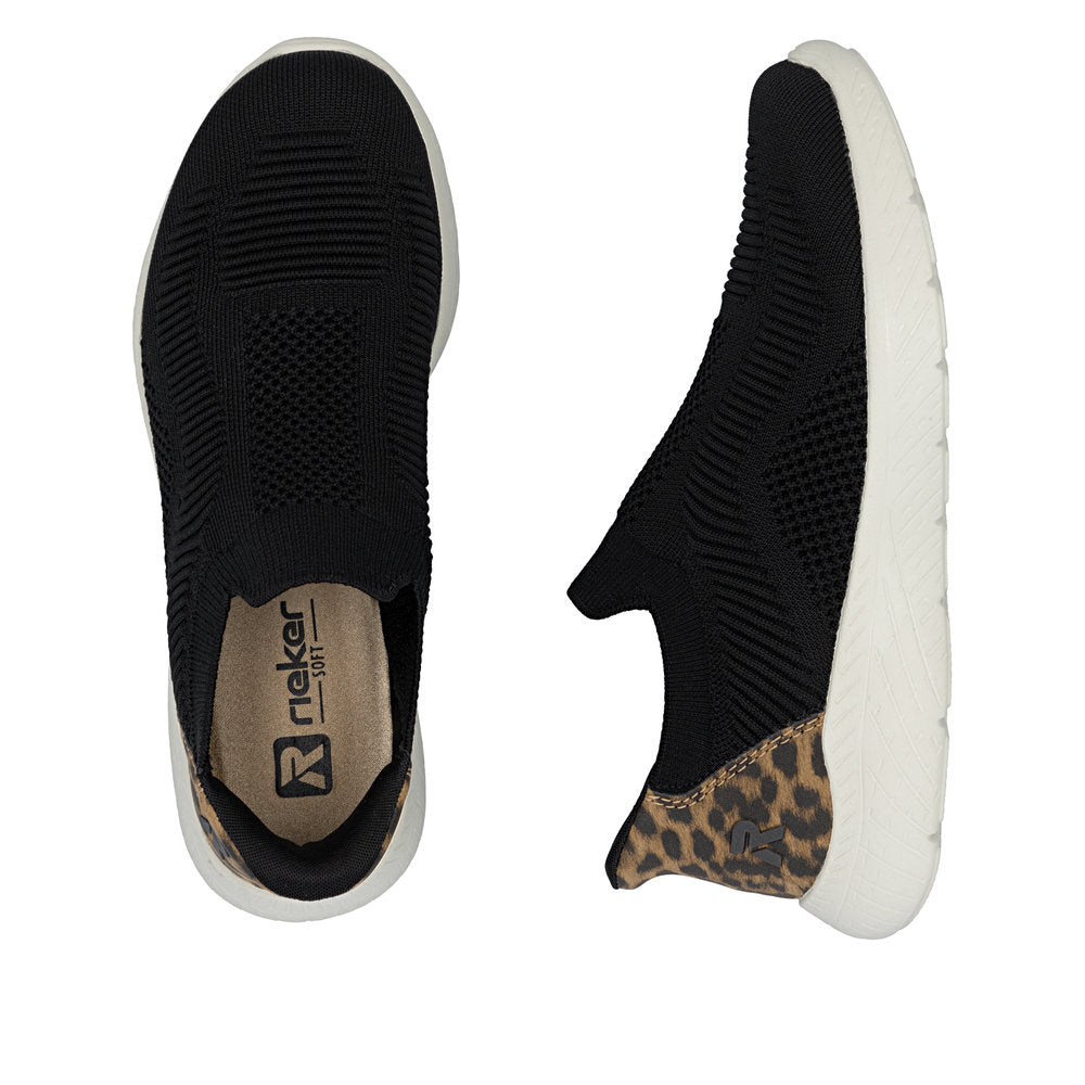 Rieker M5072-01 Womens Black Stretch Fabric Shoes