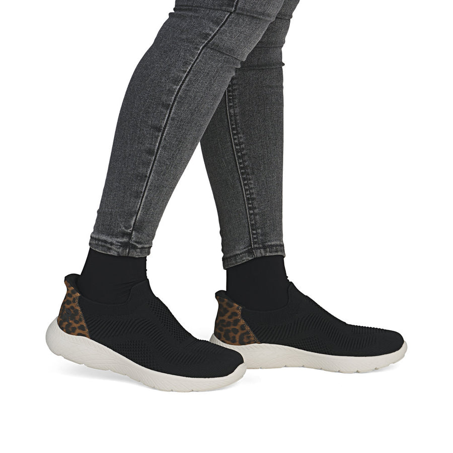 Rieker M5072-01 Womens Black Stretch Fabric Shoes