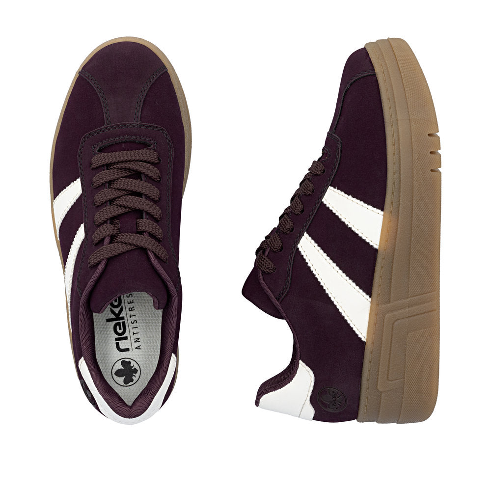 Rieker M7601-30 Womens Wine Red Flatform Sneakers
