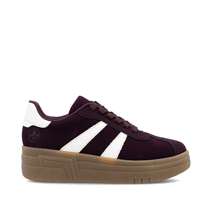Rieker M7601-30 Womens Wine Red Flatform Sneakers