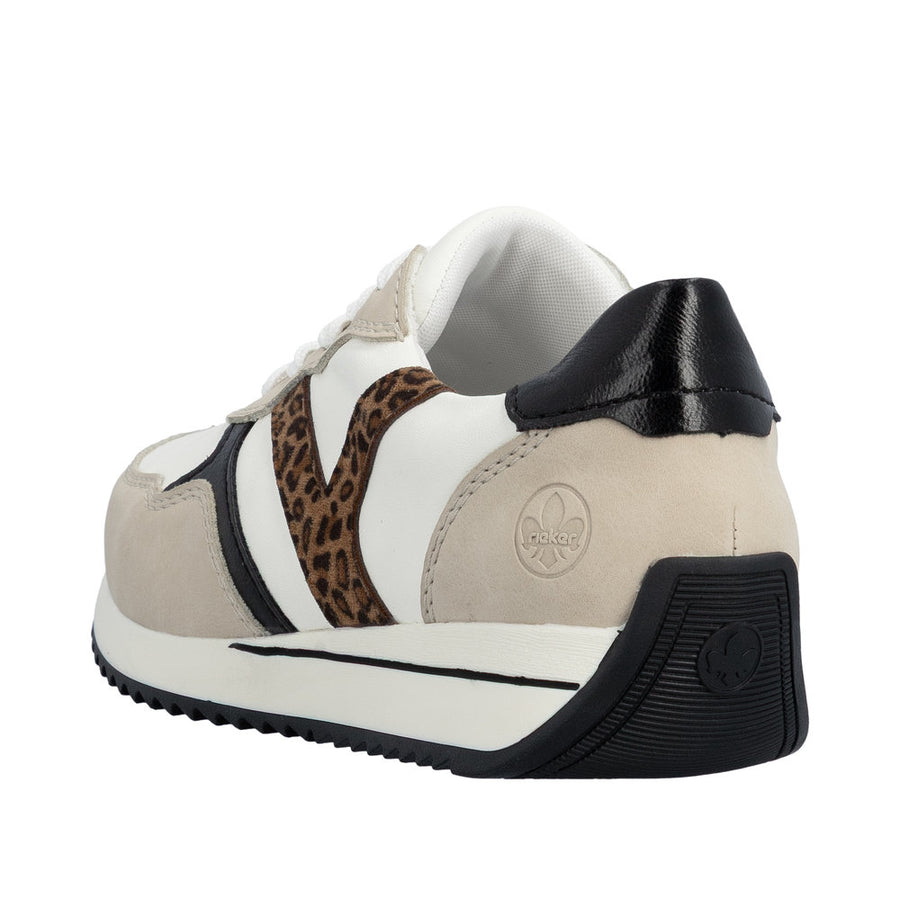Rieker N1200-80 Off White/Leopard Wide Fit Sneakers
