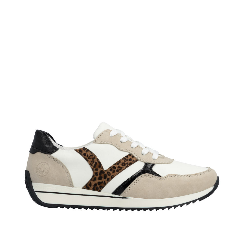 Rieker N1200-80 Off White/Leopard Wide Fit Sneakers