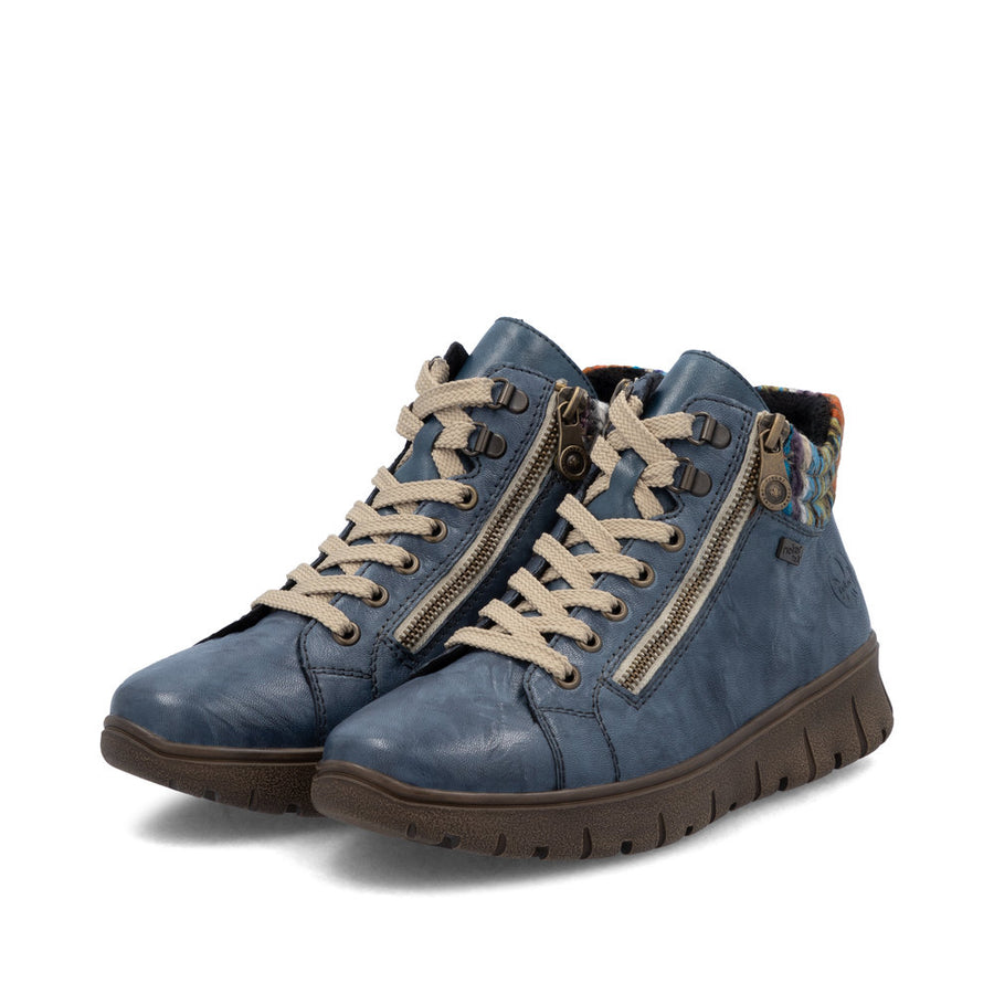 Rieker N1305-14 Womens Wide Fit Water Resistant Blue Boots