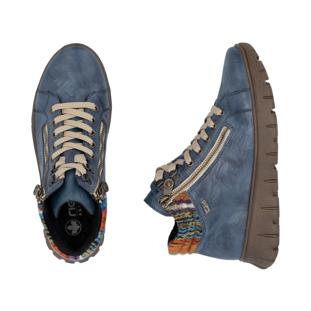 Rieker N1305-14 Womens Wide Fit Water Resistant Blue Boots