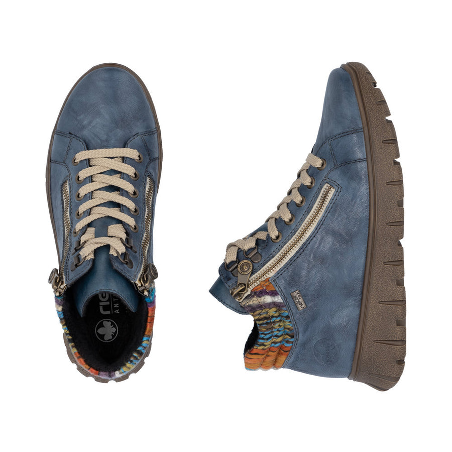 Rieker N1305-14 Womens Wide Fit Water Resistant Blue Boots