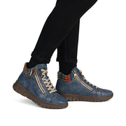 Rieker N1305-14 Womens Wide Fit Water Resistant Blue Boots