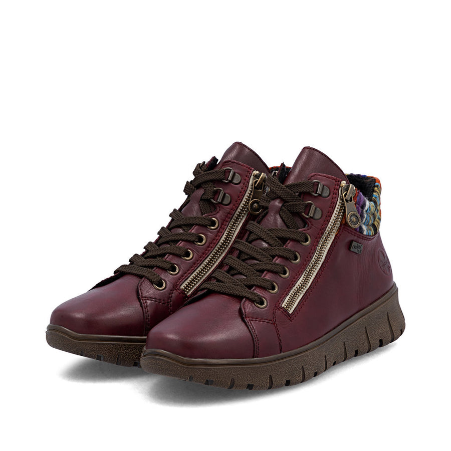 Rieker N1305-35 Womens Wide Fit Water Resistant Wine Boots