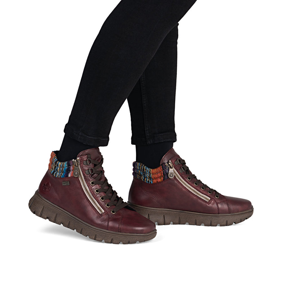 Rieker N1305-35 Womens Wide Fit Water Resistant Wine Boots