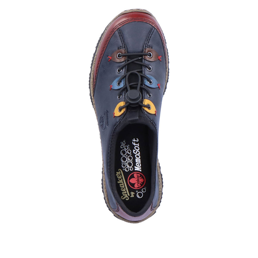 Rieker N3271-35 Blue and Wine Slip on Shoes