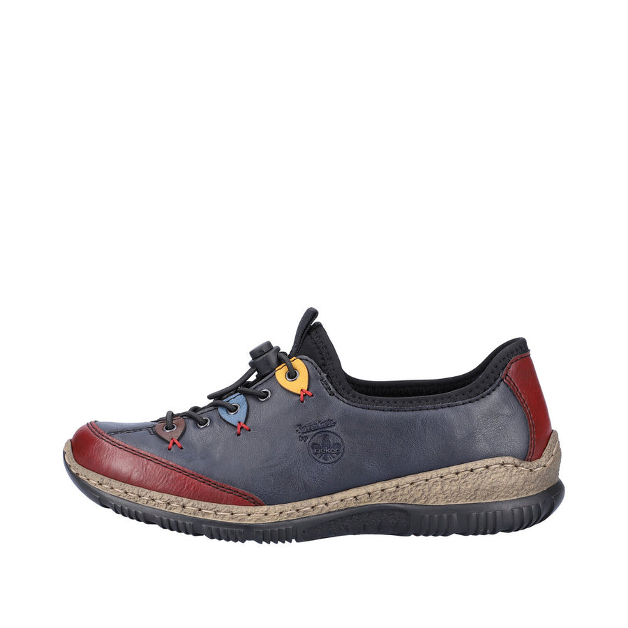 Rieker N3271-35 Blue and Wine Slip on Shoes