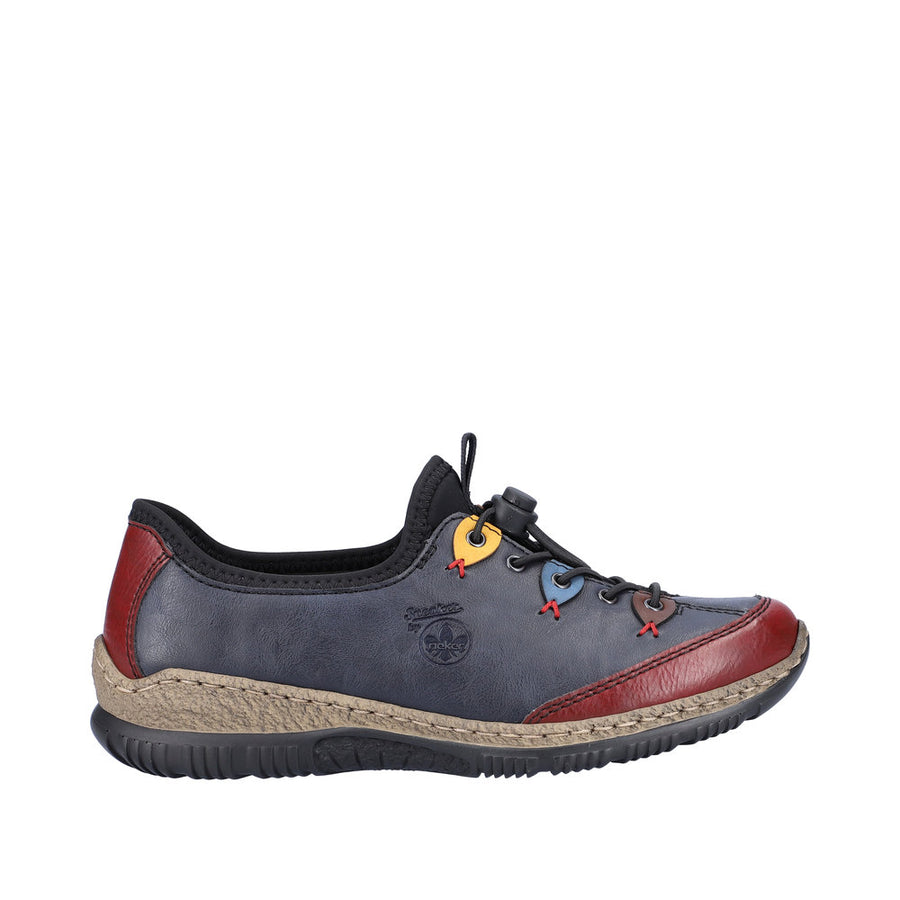 Rieker N3271-35 Blue and Wine Slip on Shoes