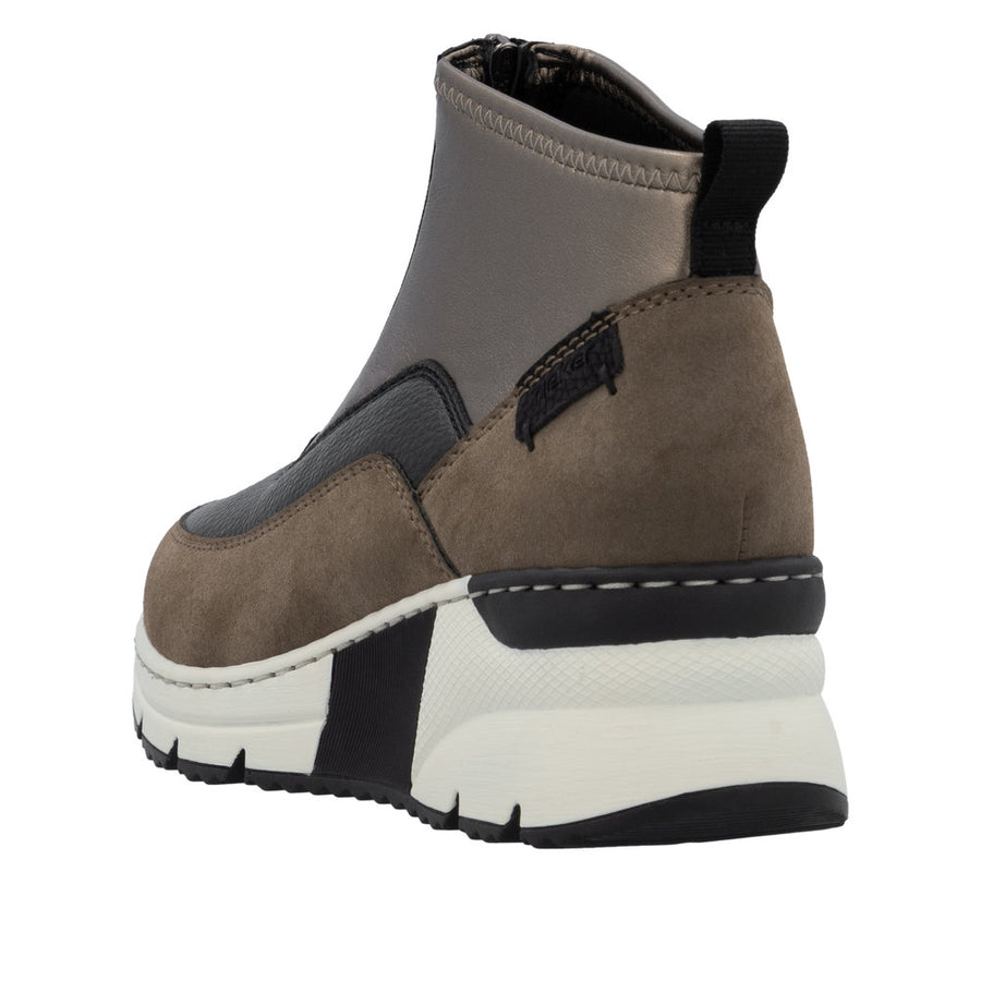 Rieker N6352-25 Wide Fit Wedge Brown Boots