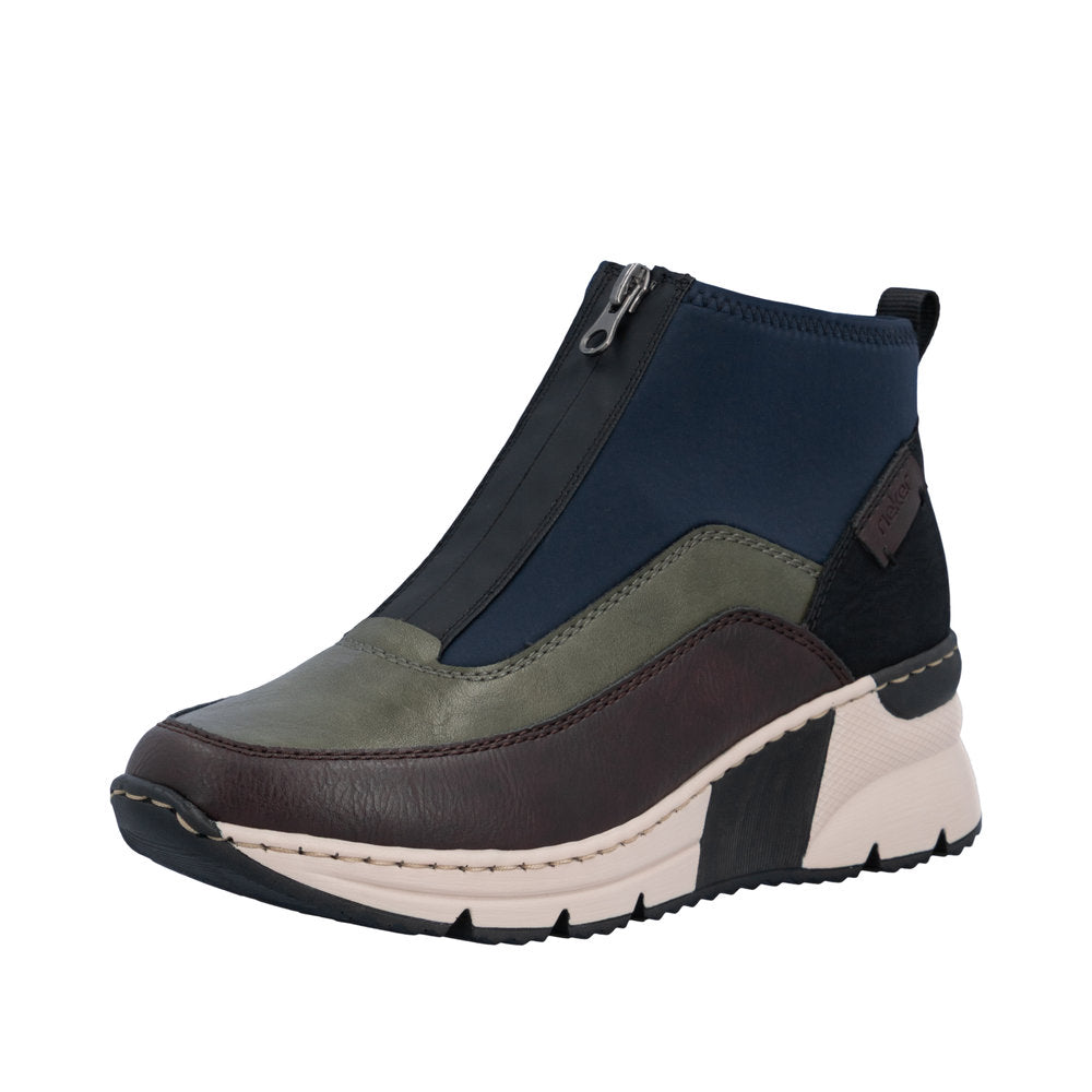 Rieker N6352-91 Wide Fit Wedge Brown Multi Boots
