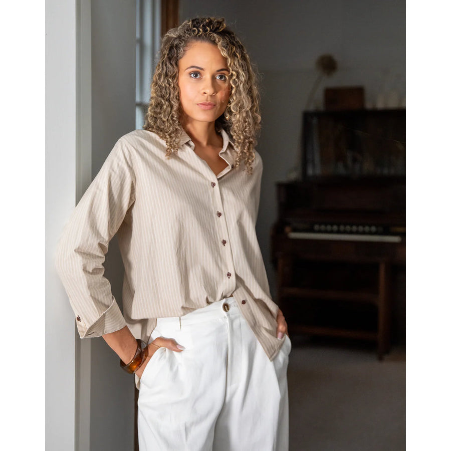 Chalk Nola Stripe Shirt - Beige/Ecru