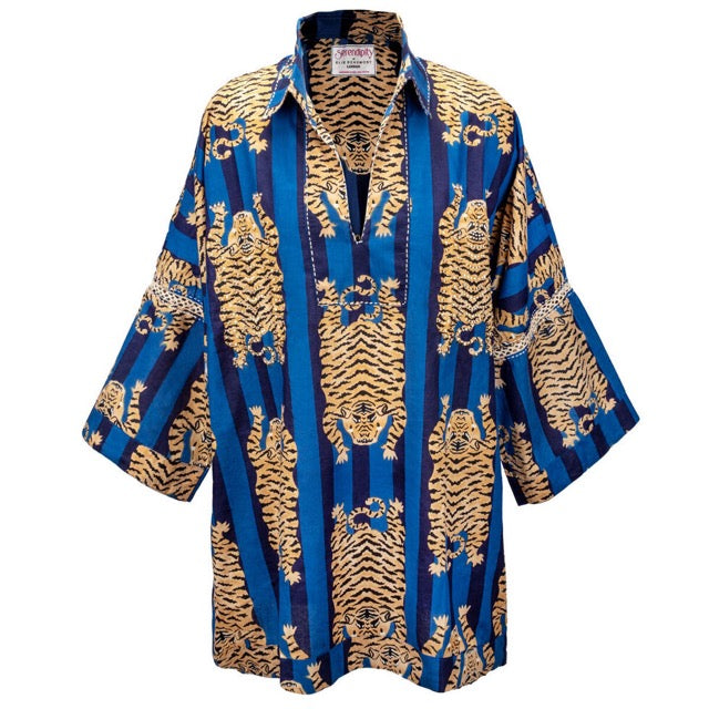Serendipity By Ellie Beaumont - Overshirt - Tibetan Tiger Blue - SCO8080.1