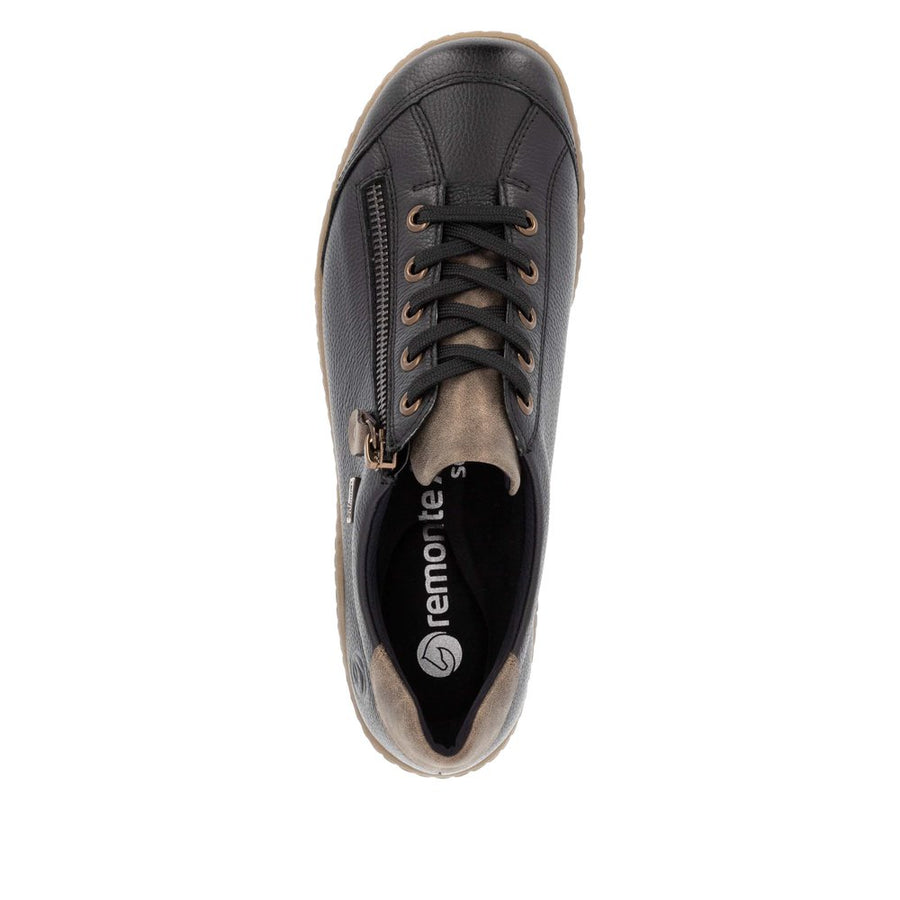 Remonte R1402-08 Wide Fit Waterproof Black/Brown Shoes