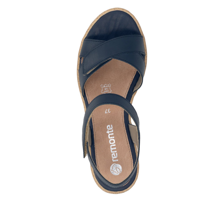 Remonte R6252-16 Navy Wedge Adjustable Sandal
