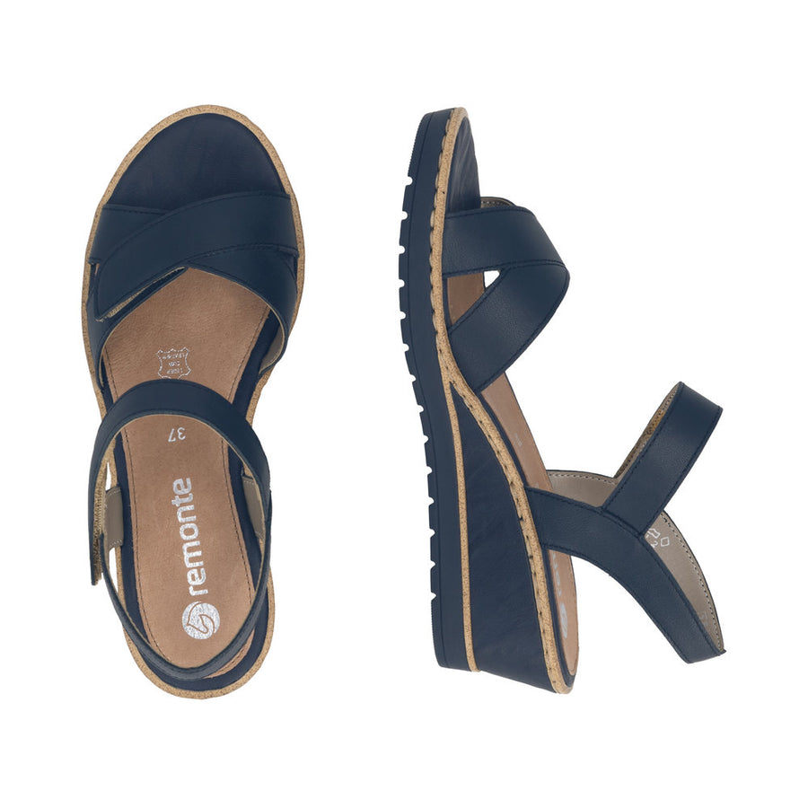 Remonte R6252-16 Navy Wedge Adjustable Sandal