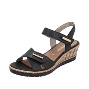 Remonte R6266-00 Black Wedge Adjustable Sandal