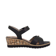Remonte R6266-00 Black Wedge Adjustable Sandal