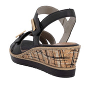 Remonte R6266-00 Black Wedge Adjustable Sandal