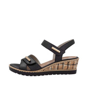 Remonte R6266-00 Black Wedge Adjustable Sandal