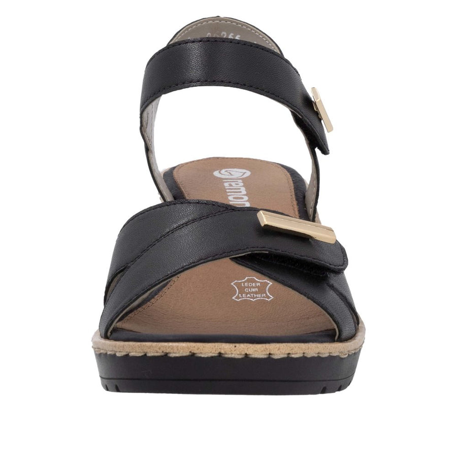 Remonte R6266-00 Black Wedge Adjustable Sandal