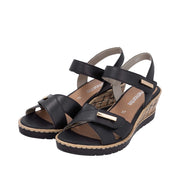 Remonte R6266-00 Black Wedge Adjustable Sandal