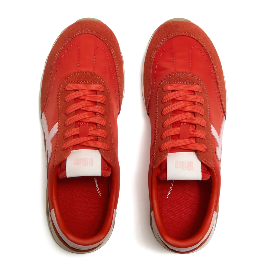 FitFlop A5P-E03 Cherry Tomato/Warm Pink Retro-Q Ff Fabric/Suede Sneakers