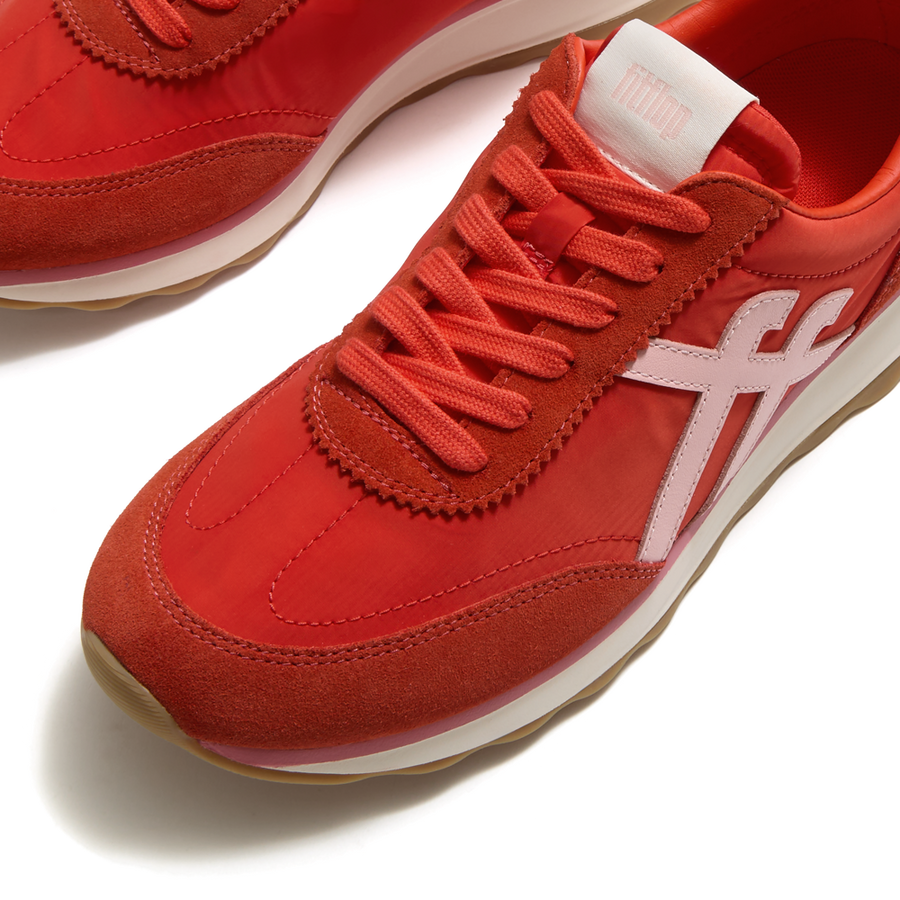 FitFlop A5P-E03 Cherry Tomato/Warm Pink Retro-Q Ff Fabric/Suede Sneakers