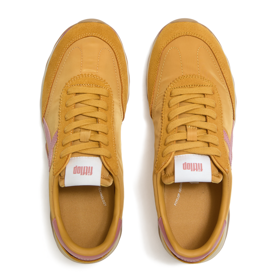 FitFlop A5P-E10 Turmeric/Desert Blush Retro-Q Ff Fabric/Suede Sneakers