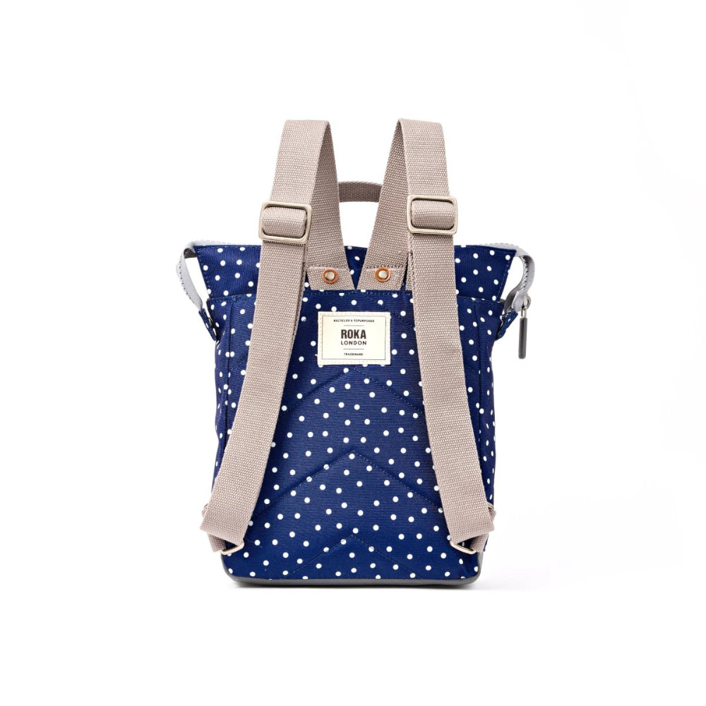 Bantry Small Backpack in Navy Polka Dot Canvas