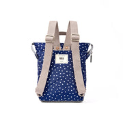 Bantry Small Backpack in Navy Polka Dot Canvas