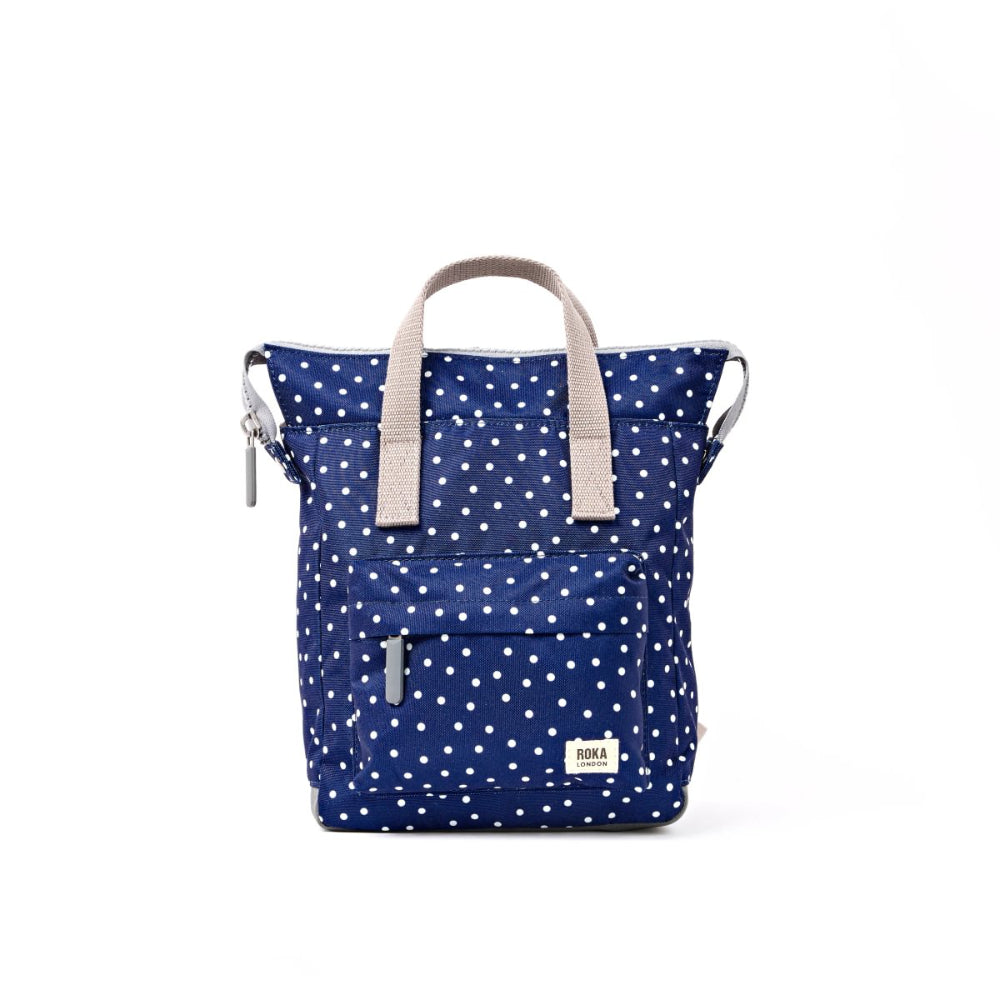 Bantry Small Backpack in Navy Polka Dot Canvas