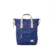 Bantry Small Backpack in Navy Polka Dot Canvas