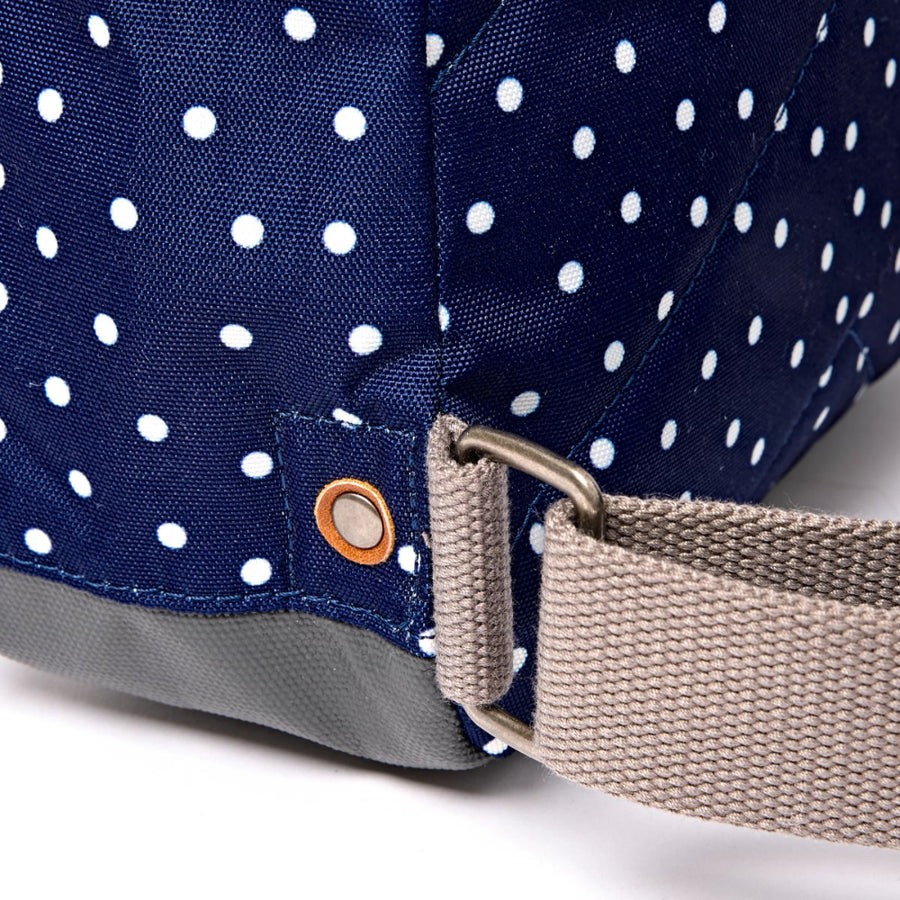 Bantry Small Backpack in Navy Polka Dot Canvas