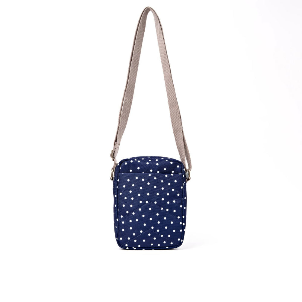 Bond Crossbody Bag in Navy Polka Dot Canvas