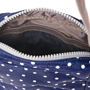 Bond Crossbody Bag in Navy Polka Dot Canvas
