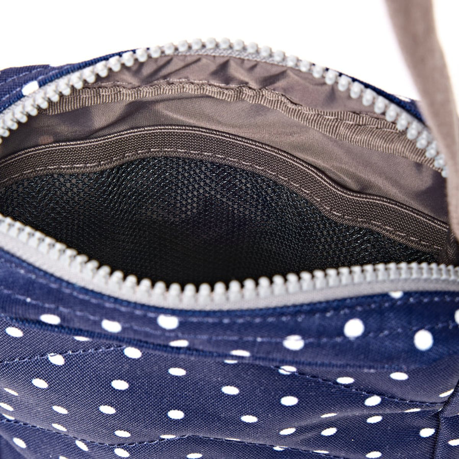 Bond Crossbody Bag in Navy Polka Dot Canvas