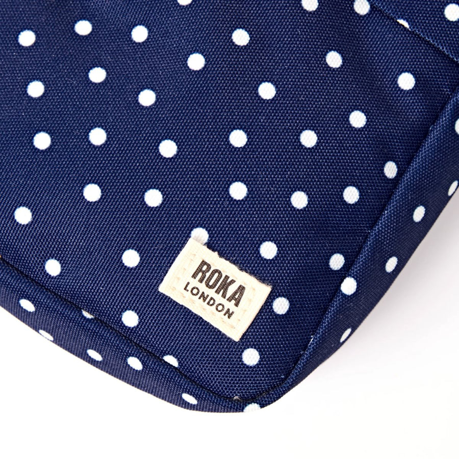 Bond Crossbody Bag in Navy Polka Dot Canvas