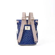 Canfield Small Backpack in Navy Polka Dot Canvas