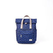 Canfield Small Backpack in Navy Polka Dot Canvas